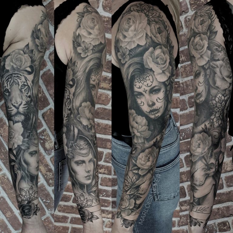 Dia De Los Muertos Tattoo Sleeve by Marloes Lupker