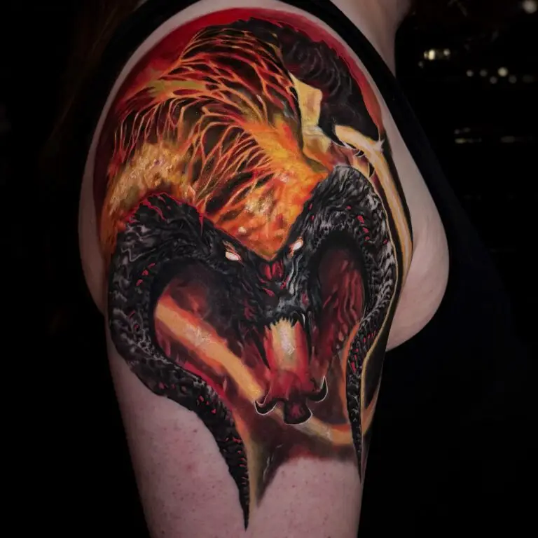 Balrog of morgoth lord of the rings tattoo by Marloes Lupker