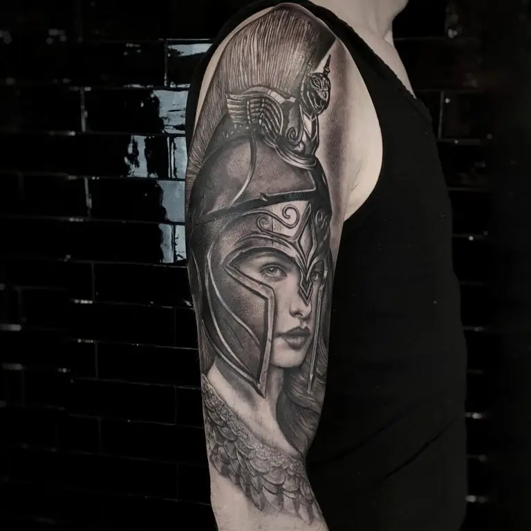 greek goddess athena realistic tattoo by marloes Lupker