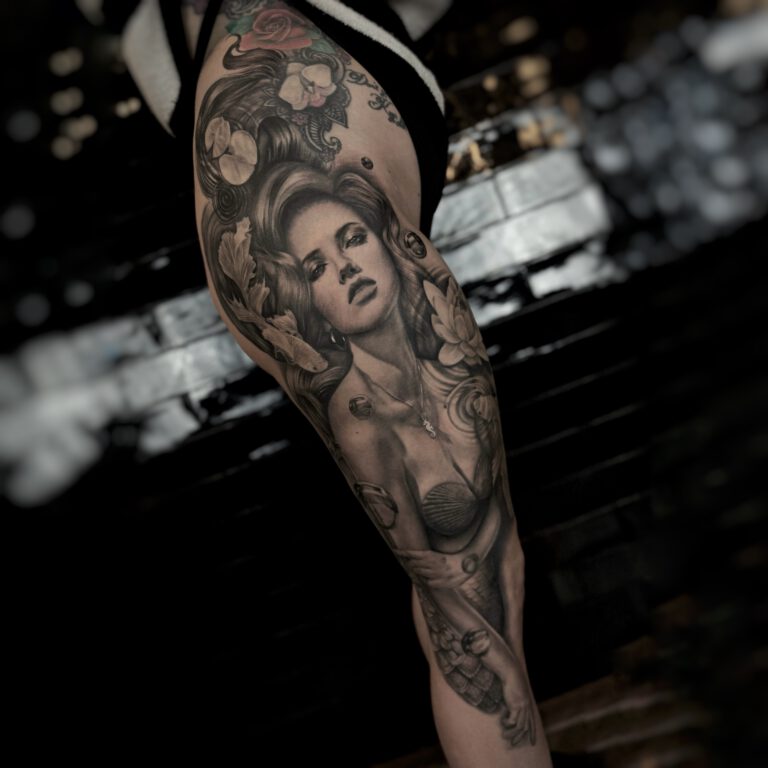 Ariel the little mermaid realistic tattoo by Marloes Lupker