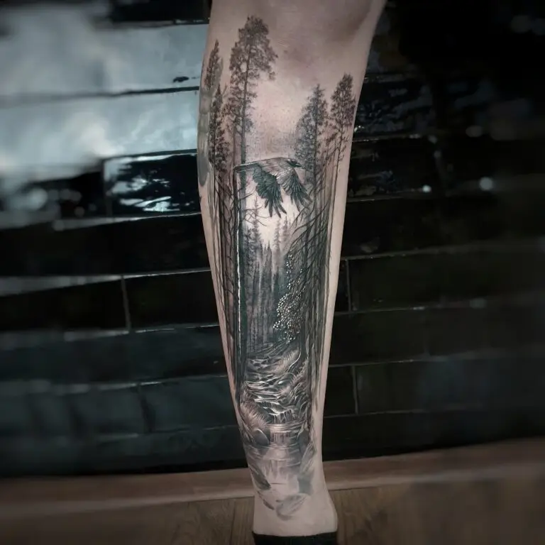 realistic forest tattoo by Marloes Lupker based in Amsterdam