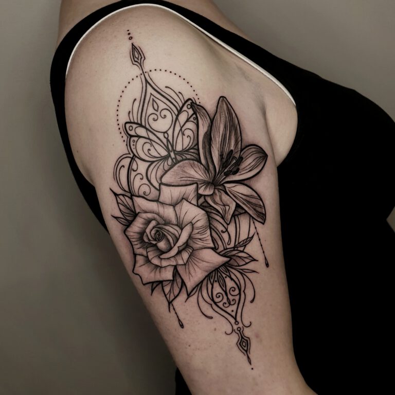 ornamental flower tattoo by Marloes Lupker