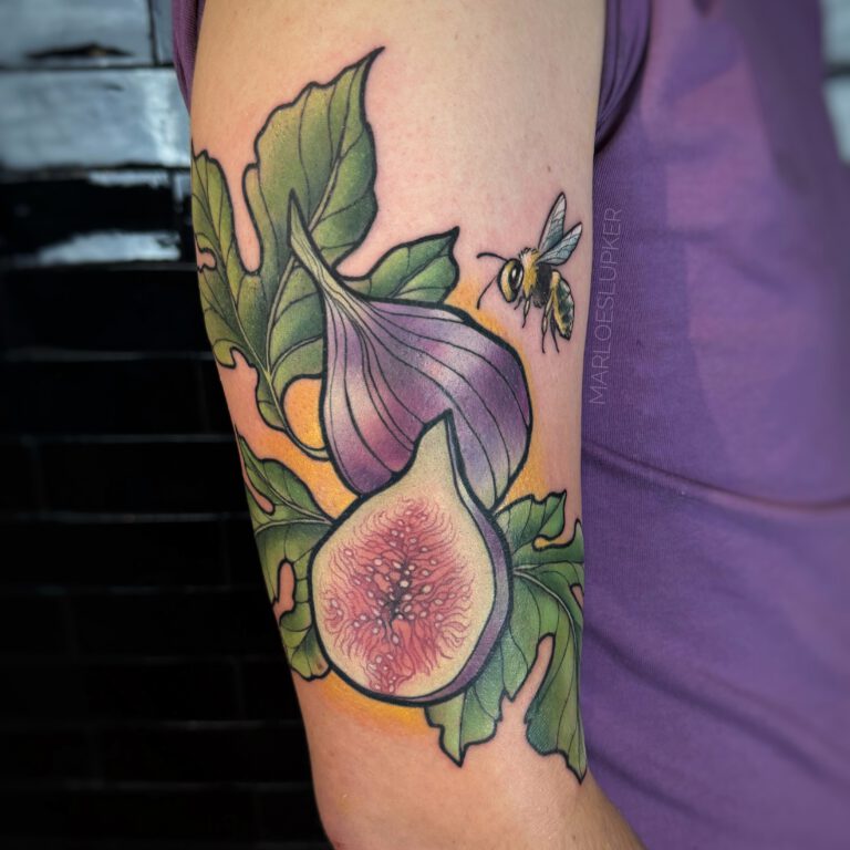 Fig Tattoo in Neotraditional Style by Marloes Lupker