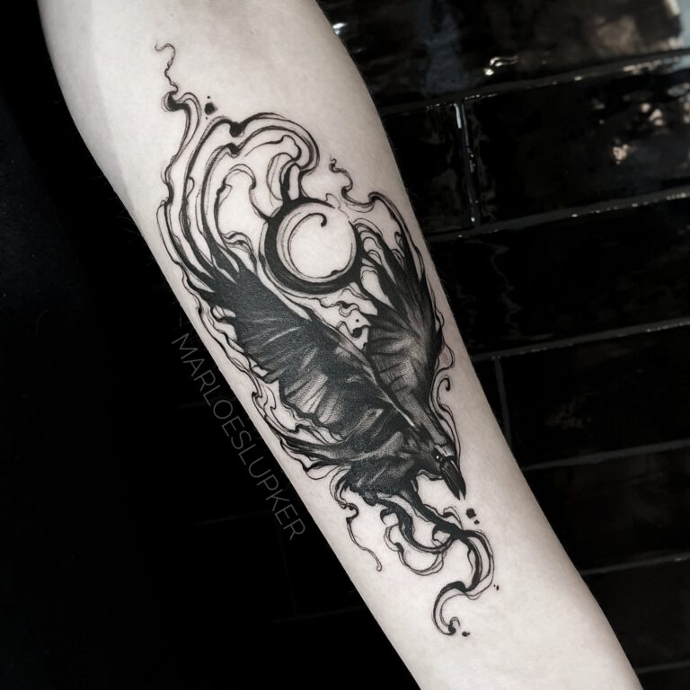 sketchy raven tattoo by Marloes Lupker