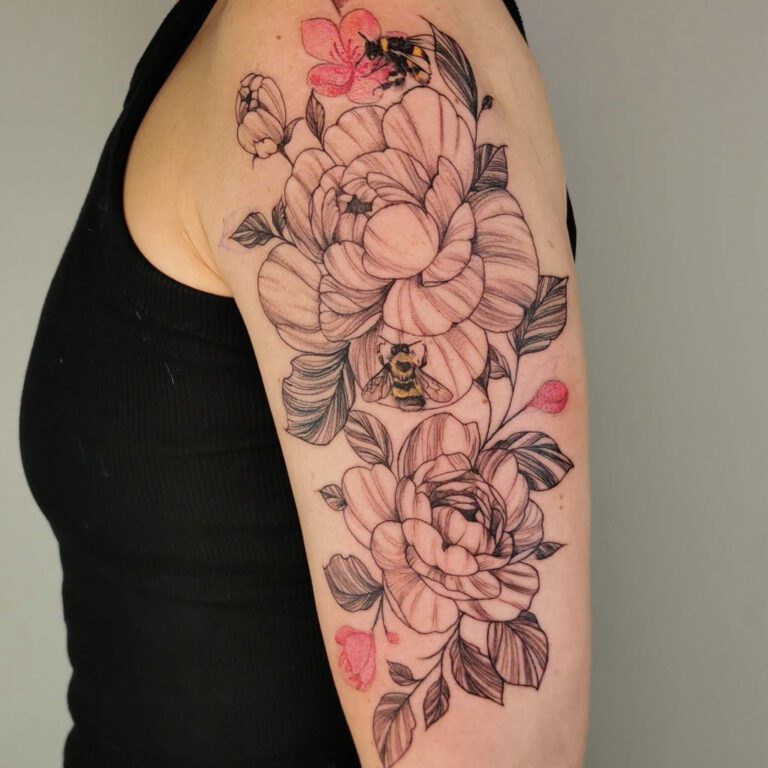 Peony roses tattoo by Samalandra