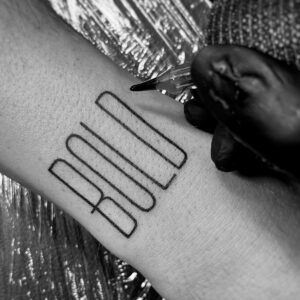 Bold Lettering tatto by Cleo Vlaming