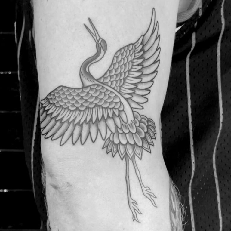 crane tattoo by cleo vlaming