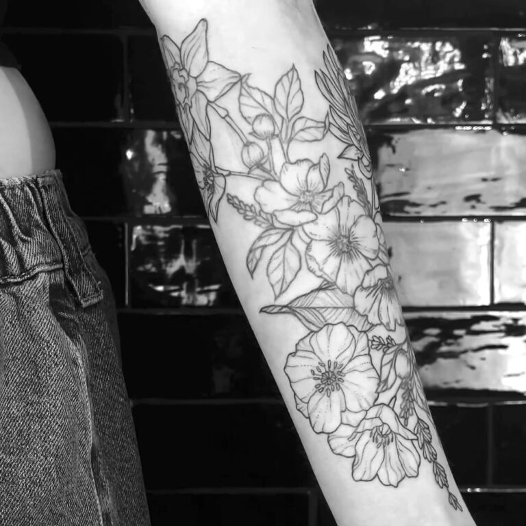 floral botanical tattoo by cleo vlaming