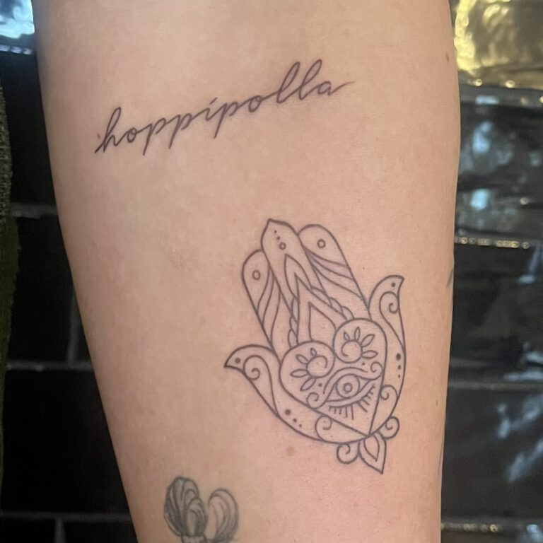 fineline hamza hand tattoo by cleo vlaming