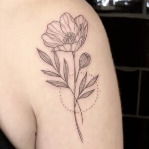 fineline geometrical poppy tattoo by cleo vlaming