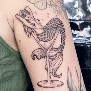 mermaid martini glass tattoo by cleo vlaming