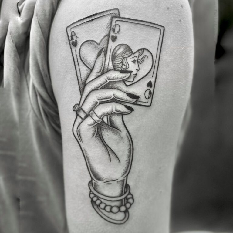 playing cards in hand tattoo by cleo vlaming