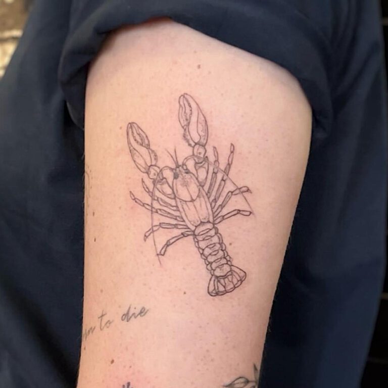 fineline lobster tattoo by Cleo Vlaming