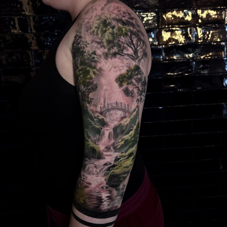 forest sleeve tattoo by Marloes Lupker