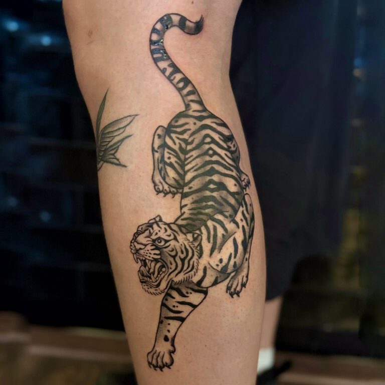 traditional tiger tattoo by Cleo Vlaming