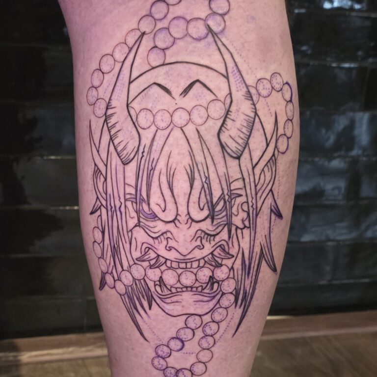 oni mask tattoo by Kjell Ziesemer